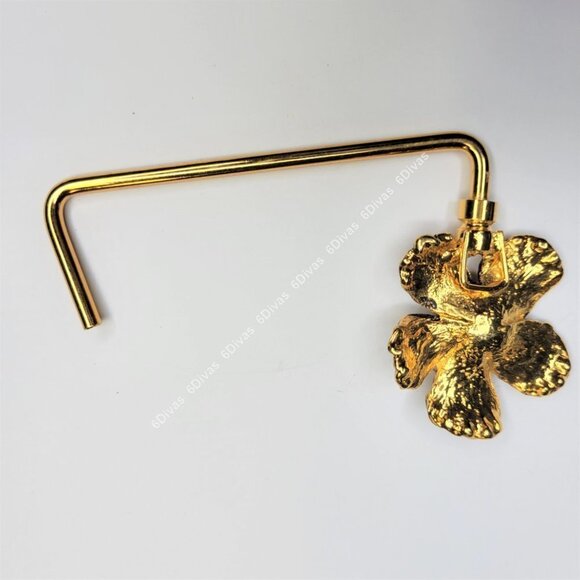 Gold Plated Hibiscus Flower Handbag Hook or Handbag Table Holder - Picture 5 of 14